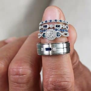 blue sapphire engagement rings and wedding bands